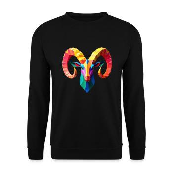 Widder Polygon Steinbock Tier Motiv Kunst - Unisex Pullover - Schwarz - Vorne - Alina (178cm) & Michal (187cm)