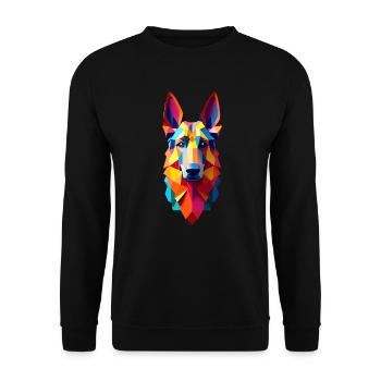 Schäferhund Polygon Hund Tier Motiv Kunst Hunde - Unisex Pullover - Schwarz - Vorne - Alina (178cm) & Michal (187cm)