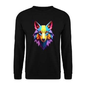 Polygon Kunst Wolf Wölfe Tier Motiv Kunst Wolf - Unisex Pullover - Schwarz - Vorne - Alina (178cm) & Michal (187cm)