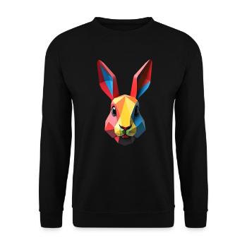 Bunny Polygon Rabbit Animal Motif Art Bunnies - Unisex Sweatshirt - black - Front - Alina (178cm) & Michal (187cm)