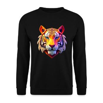 Tiger Polygon Big Cat Animal Motif Art Tiger - Unisex Sweatshirt - black - Front - Alina (178cm) & Michal (187cm)