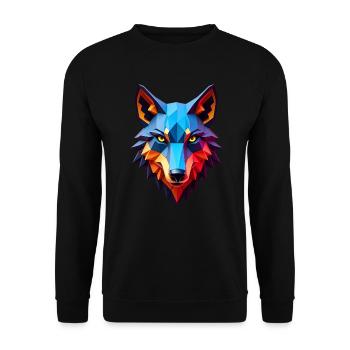 Wolf Polygon Wölfe Tier Motiv Kunst Wolfs - Unisex Pullover - Schwarz - Vorne - Alina (178cm) & Michal (187cm)