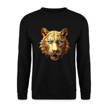 Golden Tiger with Blue Eyes Animal Motif Art - Unisex Sweatshirt - black - Front - Alina (178cm) & Michal (187cm)