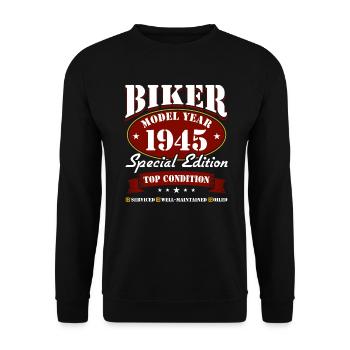 80e anniversaire 1945 Moto Motard - Sweat-shirt Unisexe - noir - Devant - Alina (178cm) & Michal (187cm)