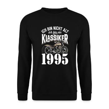 30th Birthday 1995 Motorcycle Motorcyclist - Unisex Sweatshirt - black - Front - Alina (178cm) & Michal (187cm)