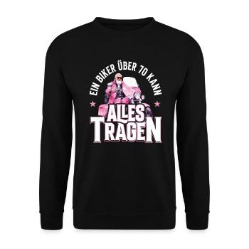 70th Birthday 1955 Motorcycle Motorcyclist - Unisex Sweatshirt - black - Front - Alina (178cm) & Michal (187cm)