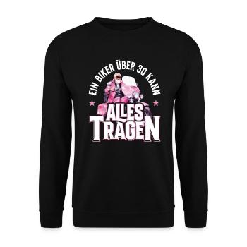 30th Birthday 1995 Motorcycle Motorcyclist - Unisex Sweatshirt - black - Front - Alina (178cm) & Michal (187cm)