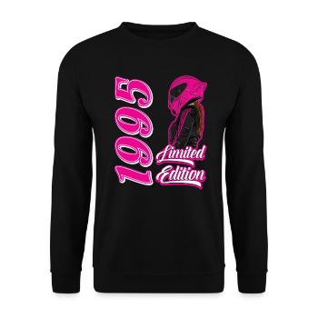 30th Birthday 1995 Motorcycle Motorcyclist - Unisex Sweatshirt - black - Front - Alina (178cm) & Michal (187cm)