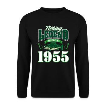 70th Birthday 1955 Man Angler Gifts for - Unisex Sweatshirt - black - Front - Alina (178cm) & Michal (187cm)