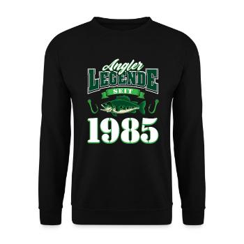 40th Birthday 1985 Man Angler Gifts for - Unisex Sweatshirt - black - Front - Alina (178cm) & Michal (187cm)