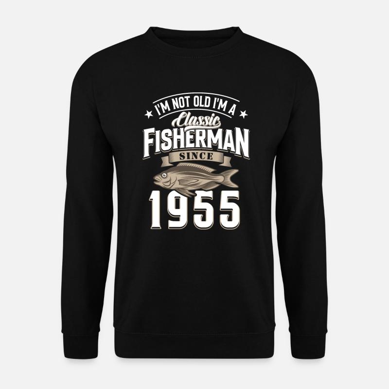 70th Birthday 1955 Angler - Unisex Sweatshirt - black