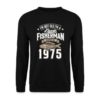 50. Geburtstag 1975 Angler - Unisex Pullover - Schwarz - Vorne - Alina (178cm) & Michal (187cm)