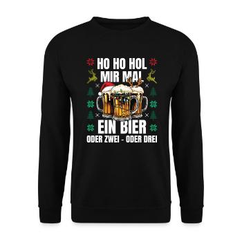 Ho Ho Apporte-moi une bière Drôle Moche Noël - Sweat-shirt Unisexe - noir - Devant - Alina (178cm) & Michal (187cm)