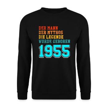 70. Geburtstag 1955 der Mann der Mythos die - Unisex Pullover - Schwarz - Vorne - Alina (178cm) & Michal (187cm)
