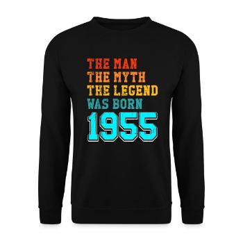 70. Geburtstag 1955 der Mann der Mythos die - Unisex Pullover - Schwarz - Vorne - Alina (178cm) & Michal (187cm)