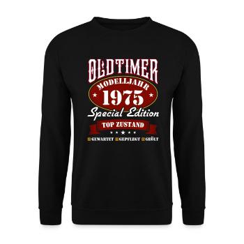 50th Birthday Gift Vintage Car Vintage 1975 - Unisex Sweatshirt - black - Front - Alina (178cm) & Michal (187cm)