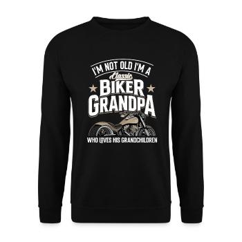 Je ne suis pas vieux, je suis un motard classique Papi - Sweat-shirt Unisexe - noir - Devant - Alina (178cm) & Michal (187cm)
