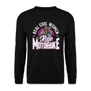 Real Cool Woman ride Motorbike Biker - Unisex Sweatshirt - black - Front - Alina (178cm) & Michal (187cm)