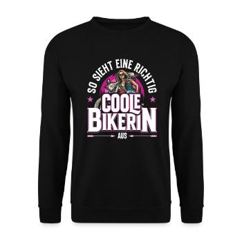 Cool Biker Motorcyclist Motorcycle Design - Unisex Sweatshirt - black - Front - Alina (178cm) & Michal (187cm)
