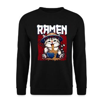Anime Manga Otaku Japon Nouilles Ramen Chat - Sweat-shirt Unisexe - noir - Devant - Alina (178cm) & Michal (187cm)