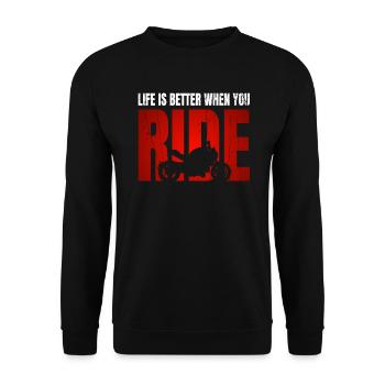 Motorcycle Motorcyclist Biker Life Is Better When - Unisex Sweatshirt - black - Front - Alina (178cm) & Michal (187cm)