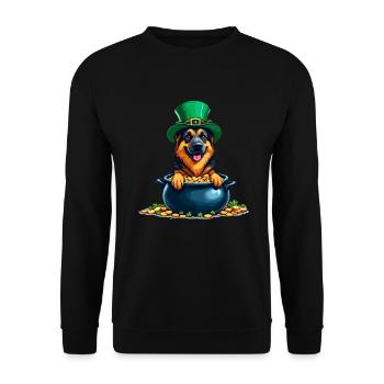 German Shepherd St. Patrick's Day Outfit Dogs - Unisex Sweatshirt - black - Front - Alina (178cm) & Michal (187cm)