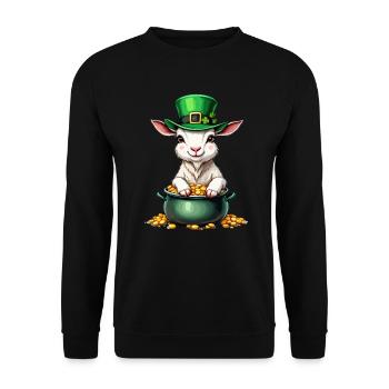 Ziege St. Patricks Day Outfit Ziegen - Unisex Pullover - Schwarz - Vorne - Alina (178cm) & Michal (187cm)