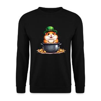 Hamster St. Patricks Day Outfit Hamster - Unisex Pullover - Schwarz - Vorne - Alina (178cm) & Michal (187cm)