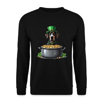 Dogge St. Patricks Day Outfit Hunde - Unisex Pullover - Schwarz - Vorne - Alina (178cm) & Michal (187cm)