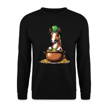 Horse St. Patrick's Day Outfit Horses - Unisex Sweatshirt - black - Front - Alina (178cm) & Michal (187cm)