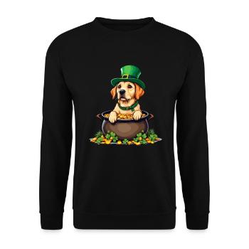 Golden Retriever St. Patricks Day Outfit Hunde - Unisex Pullover - Schwarz - Vorne - Alina (178cm) & Michal (187cm)