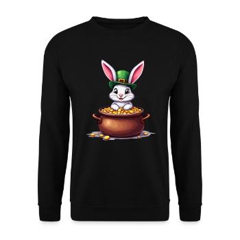 Hase St. Patricks Day Outfit Hasen - Unisex Pullover - Schwarz - Vorne - Alina (178cm) & Michal (187cm)