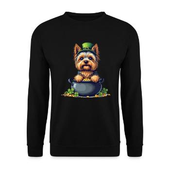 Yorkshire Terrier St. Patrick's Day Outfit Dogs - Unisex Sweatshirt - black - Front - Alina (178cm) & Michal (187cm)