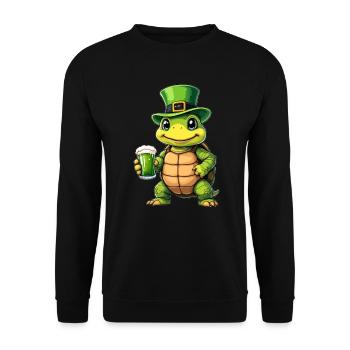 Schildkröte St. Patricks Day Bier Outfit Hunde - Unisex Pullover - Schwarz - Vorne - Alina (178cm) & Michal (187cm)