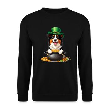 Border Collie St. Patricks Day Outfit Hunde - Unisex Pullover - Schwarz - Vorne - Alina (178cm) & Michal (187cm)