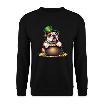 English Bulldog St. Patrick's Day Outfit Dogs - Unisex Sweatshirt - black - Front - Alina (178cm) & Michal (187cm)