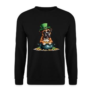 Boxer St. Patricks Day Outfit Hunde - Unisex Pullover - Schwarz - Vorne - Alina (178cm) & Michal (187cm)