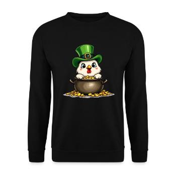 Huhn St. Patricks Day Outfit Hühner - Unisex Pullover - Schwarz - Vorne - Alina (178cm) & Michal (187cm)