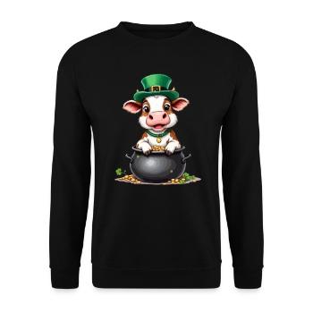 Kuh St. Patricks Day Outfit Kühe - Unisex Pullover - Schwarz - Vorne - Alina (178cm) & Michal (187cm)