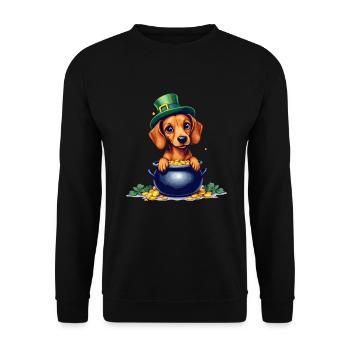 Dachshund St. Patrick's Day Outfit Dogs - Unisex Sweatshirt - black - Front - Alina (178cm) & Michal (187cm)