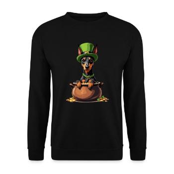 Doberman St. Patrick's Day Outfit Dogs - Unisex Sweatshirt - black - Front - Alina (178cm) & Michal (187cm)