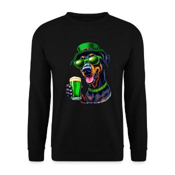 Doberman St. Patrick's Day Beer Outfit Dogs - Unisex Sweatshirt - black - Front - Alina (178cm) & Michal (187cm)