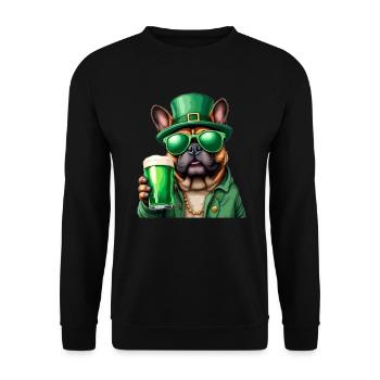 Französische Bulldogge St. Patricks Day Bier - Unisex Pullover - Schwarz - Vorne - Alina (178cm) & Michal (187cm)