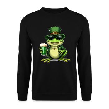 Frosch St. Patricks Day Bier Outfit Frösche - Unisex Pullover - Schwarz - Vorne - Alina (178cm) & Michal (187cm)