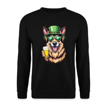German Shepherd St. Patrick's Day Beer Outfit Dogs - Unisex Sweatshirt - black - Front - Alina (178cm) & Michal (187cm)