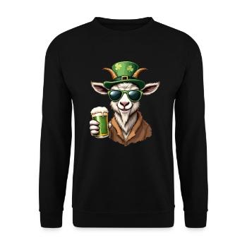 Ziege St. Patricks Day Bier Outfit Ziegen - Unisex Pullover - Schwarz - Vorne - Alina (178cm) & Michal (187cm)