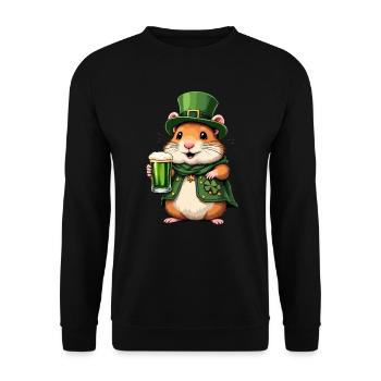 Hamster St. Patricks Day Bier Outfit Hamster - Unisex Pullover - Schwarz - Vorne - Alina (178cm) & Michal (187cm)