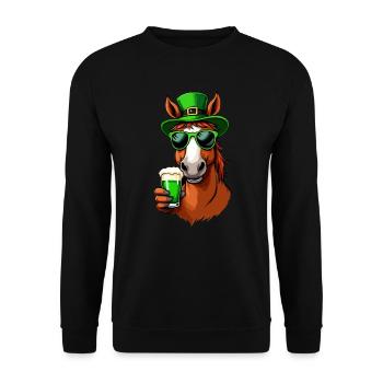 Horse St. Patrick's Day Beer Outfit Horses - Unisex Sweatshirt - black - Front - Alina (178cm) & Michal (187cm)