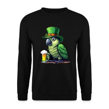 Papagei St. Patricks Day Bier Outfit Papageien - Unisex Pullover - Schwarz - Vorne - Alina (178cm) & Michal (187cm)