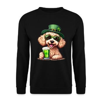 Pudel St. Patricks Day Bier Outfit Hunde - Unisex Pullover - Schwarz - Vorne - Alina (178cm) & Michal (187cm)